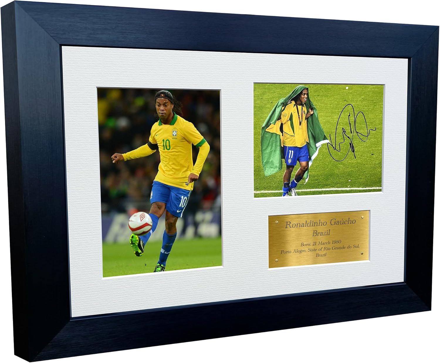 12x8 A4 Signed Ronaldinho Brazil Barcelona Autographed Autograph Signed Signature Photograph Photo Picture Frame Football Soccer Poster Gift G