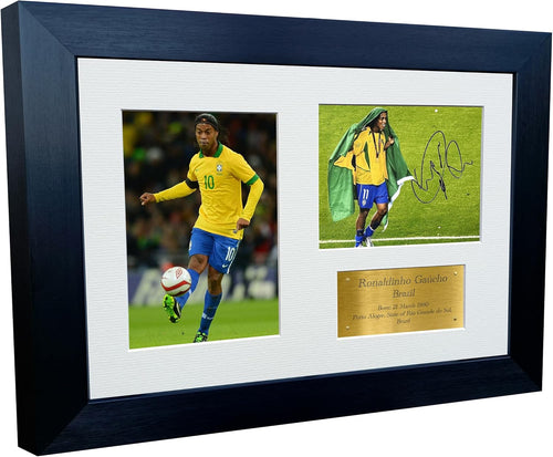 12x8 A4 Signed Ronaldinho Brazil Barcelona Autographed Autograph Signed Signature Photograph Photo Picture Frame Football Soccer Poster Gift G