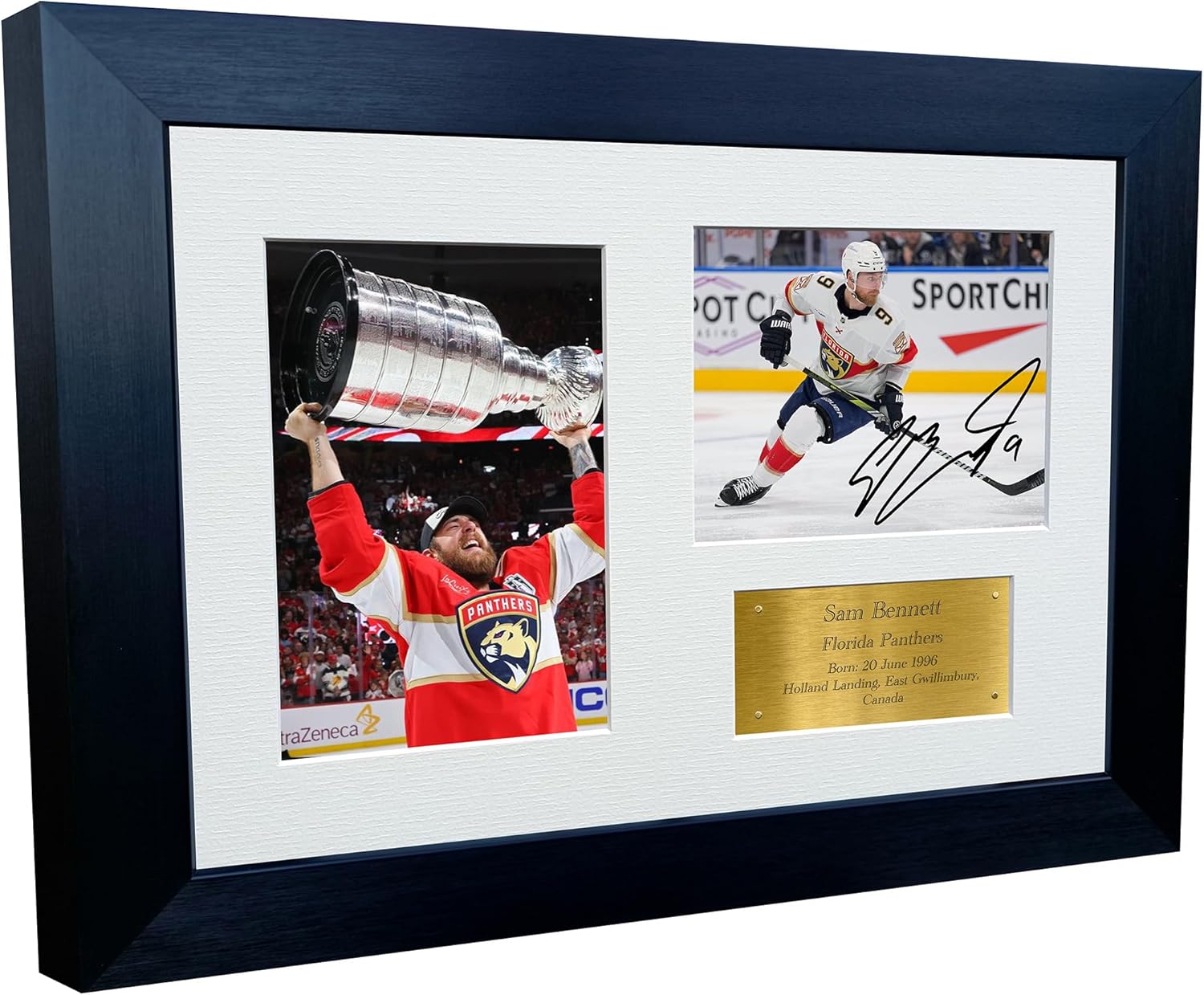 Kitbags & Lockers 12x8 A4 Florida Panthers Sam Bennett Stanley Cup Champions 2025 NHL Autograph Signed Signature Photo Photograph Picture Frame Ice Hockey Poster Gift Triple G
