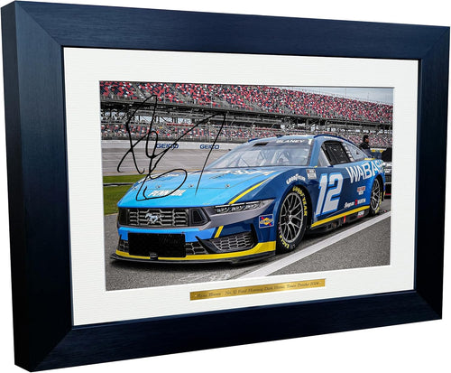 Kitbags & Lockers 12x8 A4 Ryan Blaney 2024 NASCAR Cup Series No. 12 Ford Mustang Dark Horse for Team Penske Signed Autographed Signature Photo Photograph Picture Frame Poster Celebration Gift 2