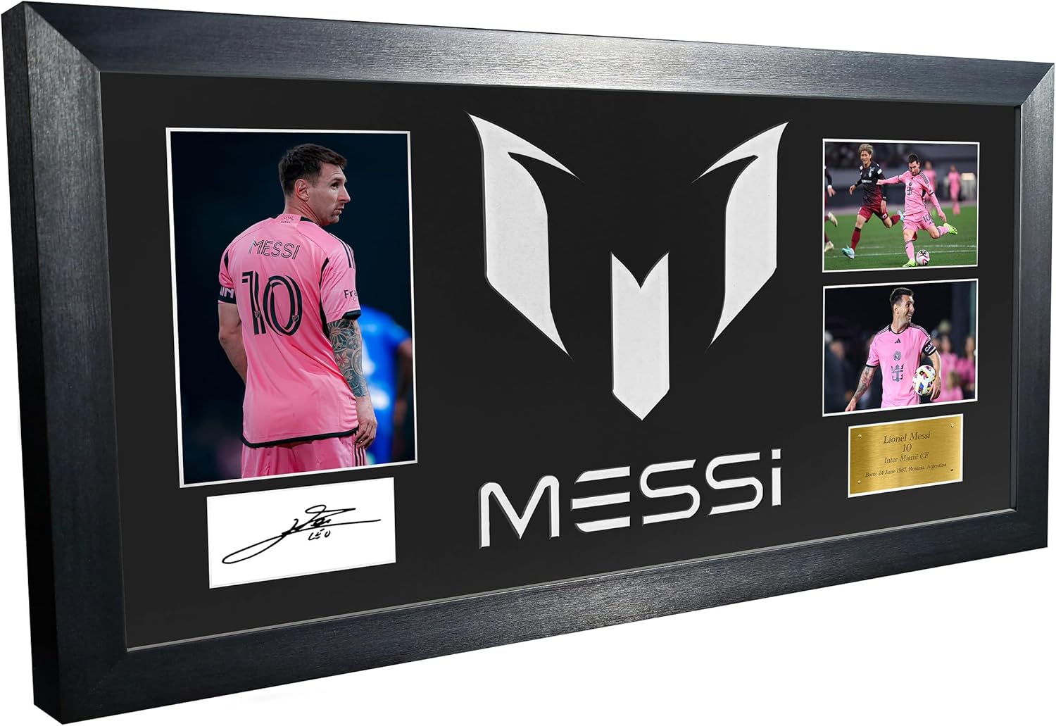 Large Season 2024/25 Lionel Messi Celebration With Precision Cut Logo Inter Miami CF Signed Autographed Signed Signature Photograph Picture Frame Football Soccer Poster Gift Black Mount