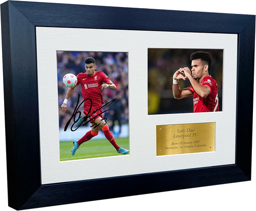 2022/23 Luis Diaz Liverpool Triple Autographed Signed 12x8 A4 Photo Photograph Picture Frame Football Soccer Poster Gift G