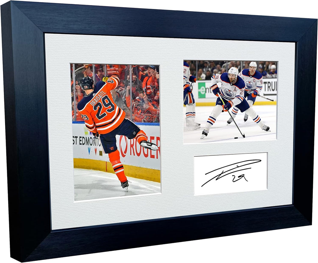 Kitbags & Lockers 12x8 A4 Leon Draisaitl Edmonton Oilers NHL Autographed Signed Photo Photograph Picture Frame Ice Hockey Poster Gift Triple