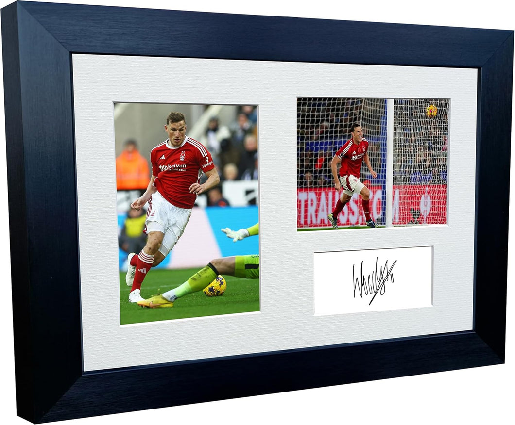 12x8 A4 Signed Chris Wood Nottingham Forest Autographed Autograph Signed Signature Photograph Photo Picture Frame Football Soccer Poster Gift Triple
