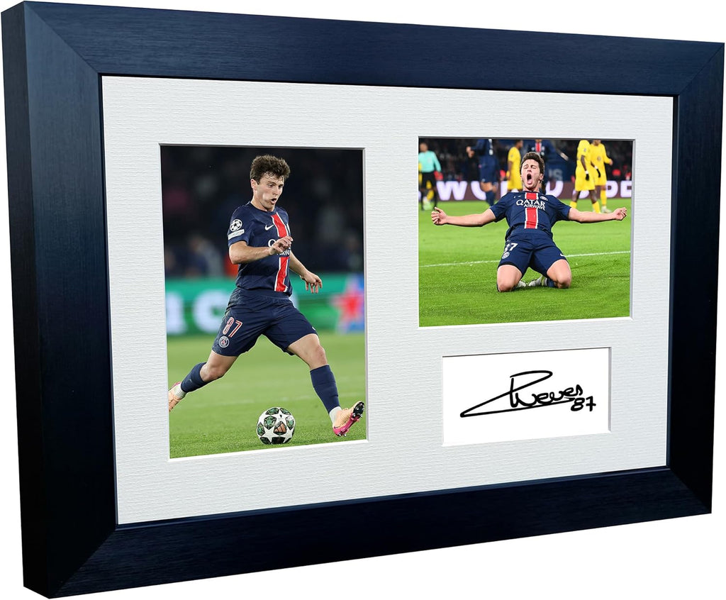 12x8 A4 Signed João Joao Neves Paris Saint-Germain PSG Autographed Photo Photograph Picture Frame Football Soccer Gift Triple 1