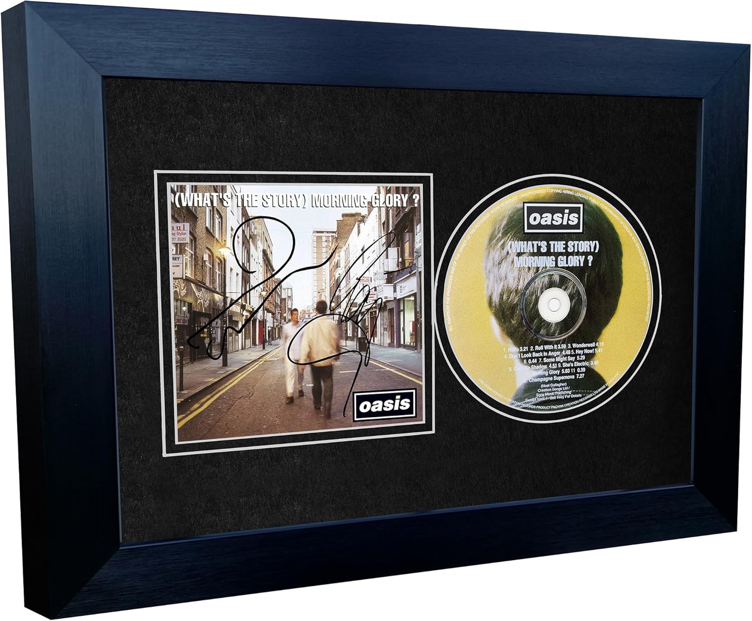 A4 Oasis Definitely Maybe (Whats The Story) Morning Glory Album Cover Liam Noel Gallagher Music Autographed Signed Photo Photograph Picture Frame ((What's the Story) Morning Glory, Black Mount, A4)