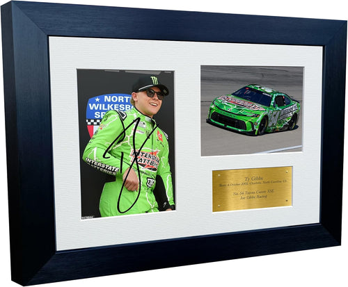 12x8 A4 Tyler Ty Gibbs 2024 NASCAR Cup Series No. 54 Toyota Camry XSE for Joe Gibbs Racing Signed Autographed Signature Photo Photograph Picture Frame Poster Celebration Gift Triple Gold