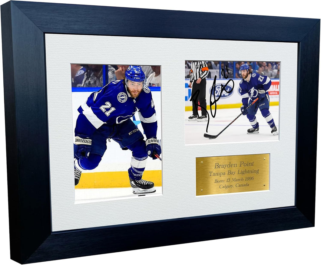 Kitbags & Lockers 12x8 A4 Brayden Point Tampa Bay NHL Autographed Signed Photo Photograph Picture Frame Ice Hockey Poster Gift Triple G