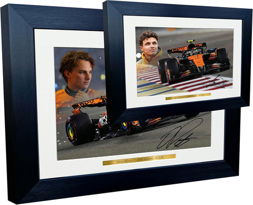 Kitbags & Lockers TWIN PACK 12x8 A4 Lando Norris Oscar Piastri 2025 McLaren MCL39 Car Autographed Signed Signature Photo Photograph Picture Frame Racing Formula 1 F1 Poster Gift