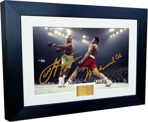 Kitbags & Lockers 12x8 A4 Signed Joe Frazier Vs Muhammad Ali Fight Of The Century Boxing Autographed Photo Photograph Picture Frame Signature Poster Gift Col