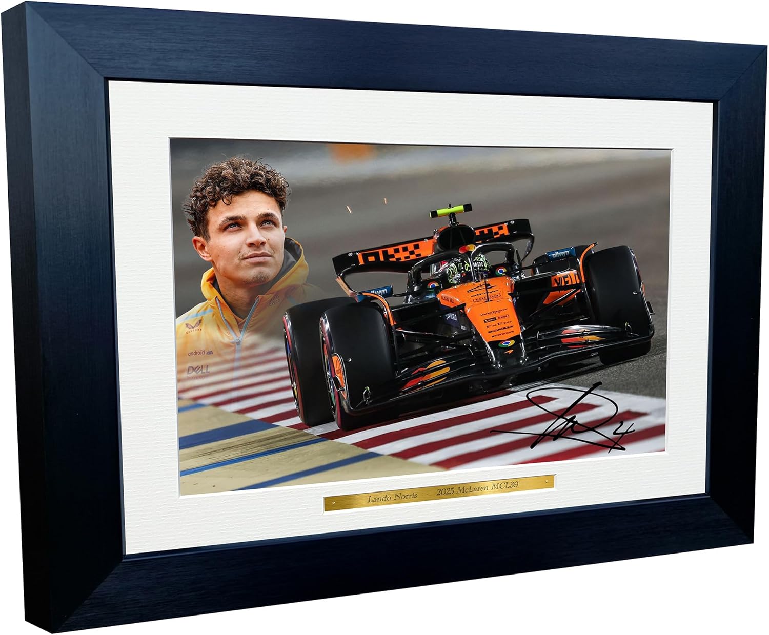 Kitbags & Lockers 12x8 A4 Lando Norris Grand Prix 2025 McLaren MCL39 Car Autographed Signed Signature Photo Photograph Picture Frame Racing Formula 1 F1 Poster Gift 6