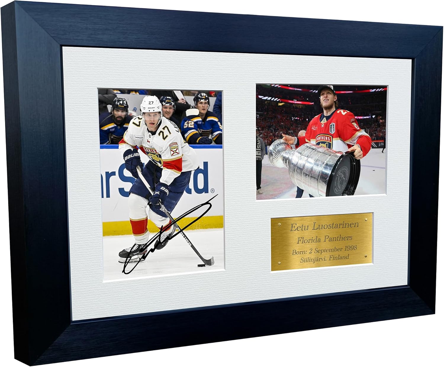 Kitbags & Lockers 12x8 A4 Florida Panthers Eetu Luostarinen Stanley Cup Champions 2025 NHL Autograph Signed Signature Photo Photograph Picture Frame Ice Hockey Poster Gift Triple G
