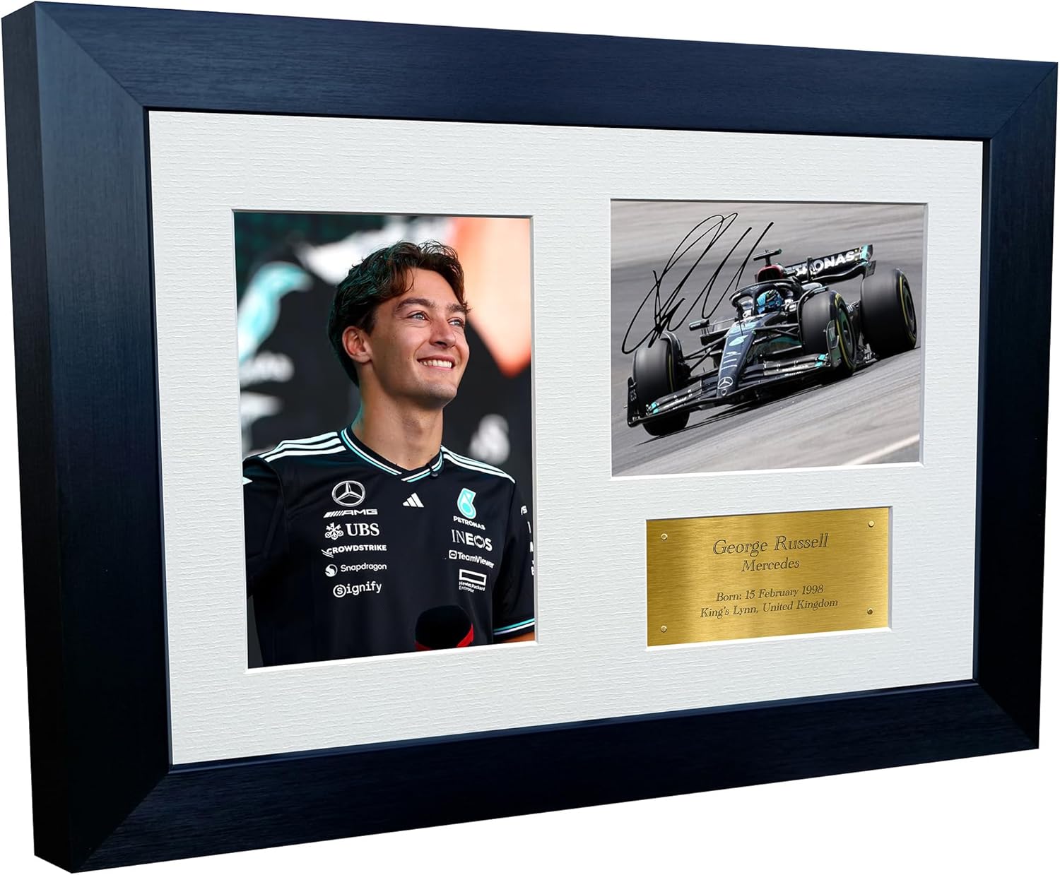 Kitbags & Lockers 12x8 A4 George Russell Triple Grand Prix Mercedes AMG Petronas Car Autographed Signed Signature Photo Photograph Picture Frame Racing Formula 1 F1 Poster Gift G 2