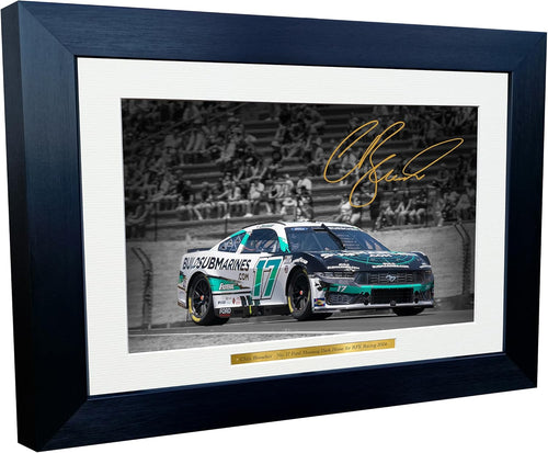 Kitbags & Lockers 12x8 A4 Chris Buescher 2024 NASCAR Cup Series No. 17 Ford Mustang Dark Horse for RFK Racing Signed Autographed Signature Photo Photograph Picture Frame Poster Celebration Gift 2
