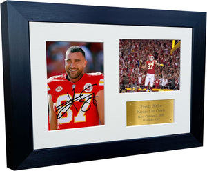 Kitbags & Lockers 12x8 A4 Travis Kelce Kansas City Chiefs American Football NFL Autographed Signed Photo Photograph Picture Frame Poster Gift Gold