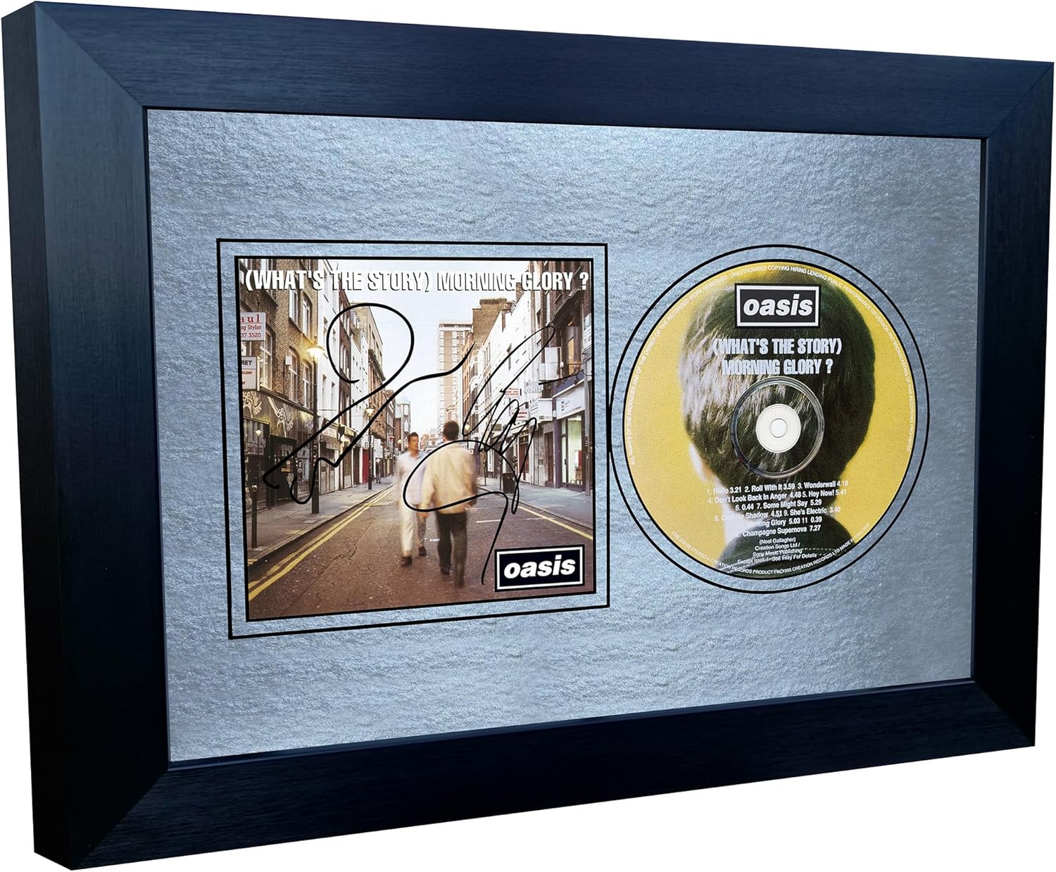 A4 Oasis Definitely Maybe (Whats The Story) Morning Glory Album Cover Liam Noel Gallagher Music Autographed Signed Photo Photograph Picture Frame ((What's the Story) Morning Glory, Silver Mount, A4)