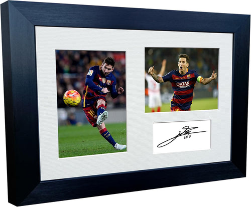 12x8 A4 Lionel Messi Argentina Barcelona Autographed Autograph Signed Signature Photograph Photo Picture Frame Football Soccer Poster Gift Triple