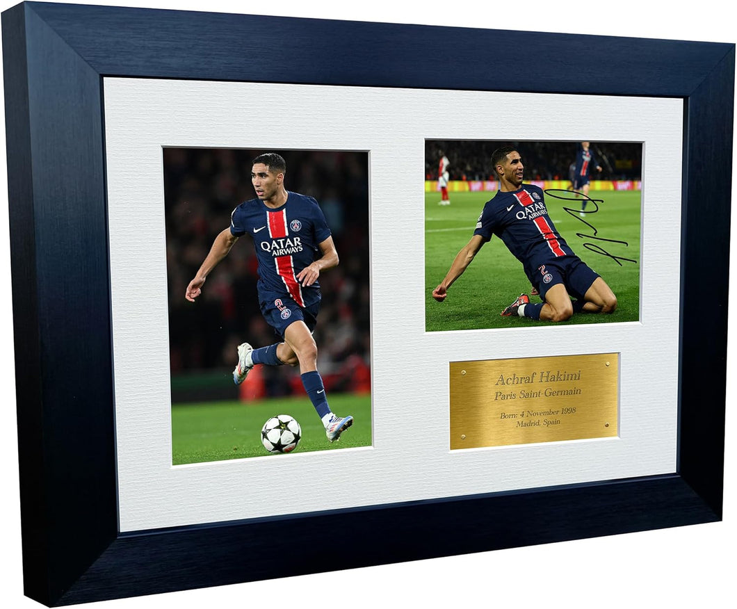 12x8 A4 Signed Achraf Hakimi Paris Saint-Germain PSG Autographed Photo Photograph Picture Frame Football Soccer Gift Triple G 2