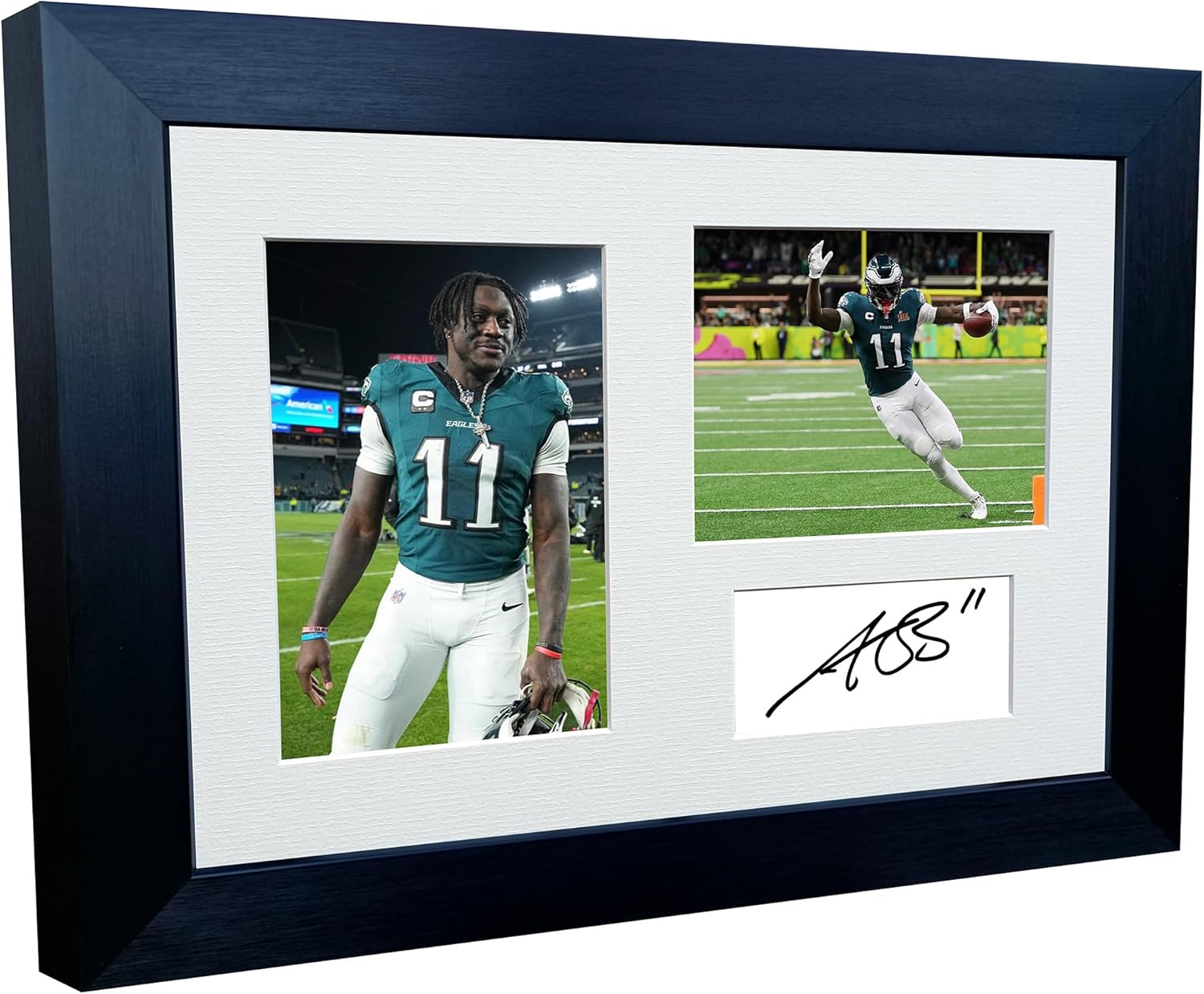 Kitbags & Lockers 12x8 A4 A J Brown Eagles Super Bowl LIX 59 Winners Autographed Signed Photo Photograph Picture Frame American Football Poster Gift Triple