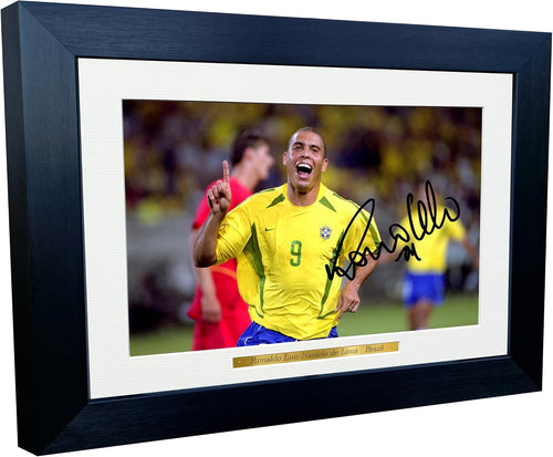 12x8 A4 Signed Ronaldo Nazário Brazil Autographed Autograph Signed Signature Photograph Photo Picture Frame Football Soccer Poster Gift