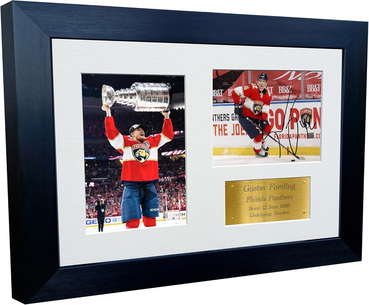 Kitbags & Lockers 12x8 A4 Florida Panthers Gustav Forsling Stanley Cup Champions 2025 NHL Autograph Signed Signature Photo Photograph Picture Frame Ice Hockey Poster Gift Triple G