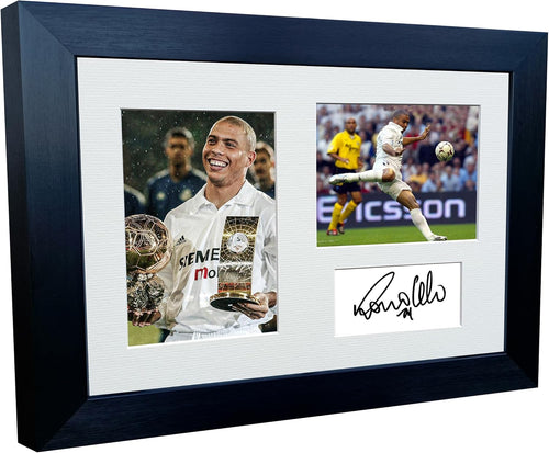 12x8 A4 Signed Ronaldo Nazário Real Madrid Autographed Autograph Signed Signature Photograph Photo Picture Frame Football Soccer Poster Gift