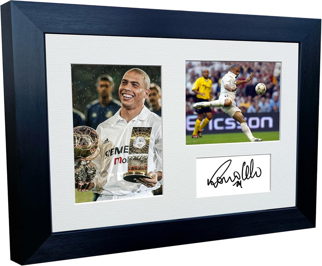 12x8 A4 Signed Ronaldo Nazário Real Madrid Autographed Autograph Signed Signature Photograph Photo Picture Frame Football Soccer Poster Gift