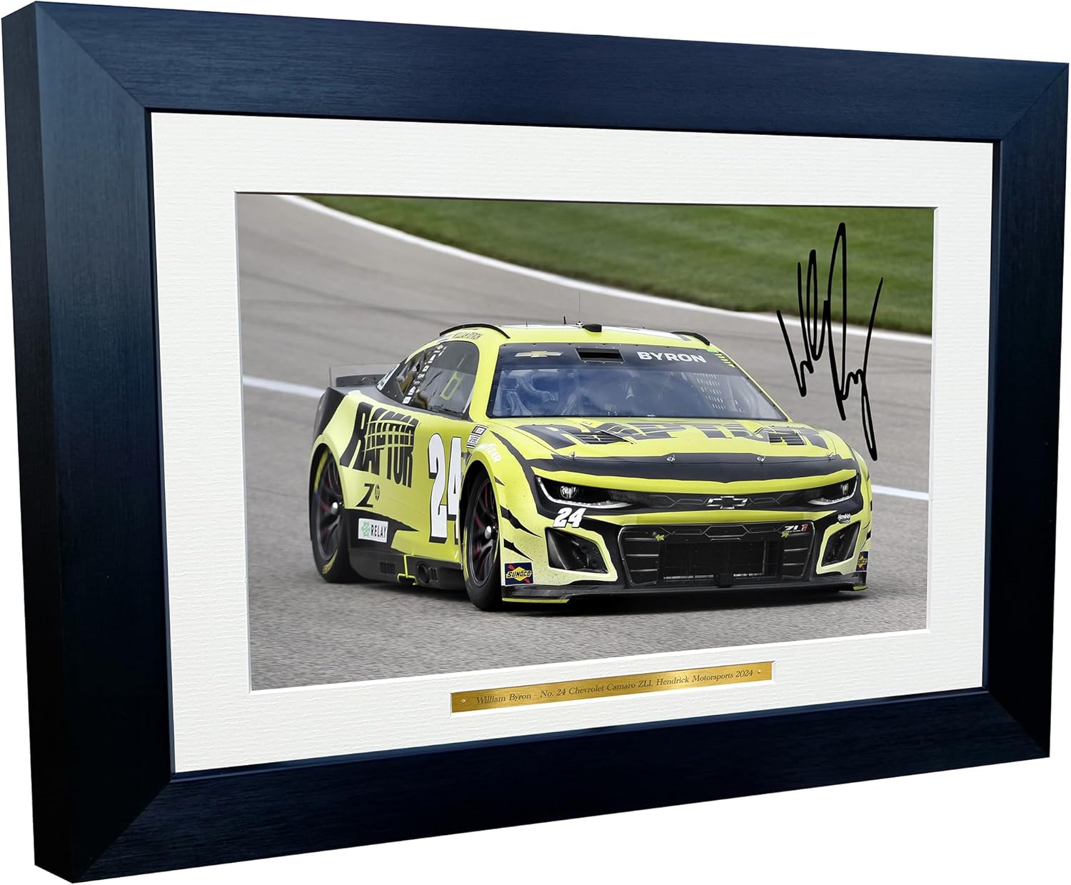 Kitbags & Lockers 12x8 A4 William Byron 2024 NASCAR No. 24 Chevrolet Camaro ZL1 Hendrick Motorsports Signed Autographed Signature Photo Photograph Picture Frame Poster Celebration Gift 2
