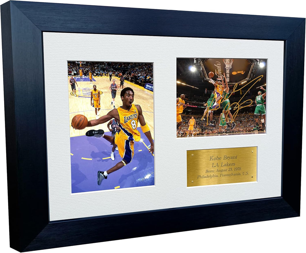 12x8 A4 Kobe Bryant LA Lakers Los Angeles Autographed Signed Photo Photograph Picture Frame Basketball Poster Gift Triple G