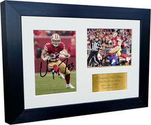 Load image into Gallery viewer, Kitbags &amp; Lockers 12x8 A4 Christian McCaffrey San Francisco 49ers American Football NFL Autographed Signed Photo Photograph Picture Frame Poster Gift Gold