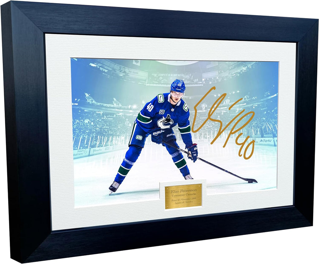 Kitbags & Lockers 12x8 A4 Elias Pettersson Celebration Vancouver Canucks NHL Autographed Signed Photo Photograph Picture Frame Ice Hockey Poster Gift