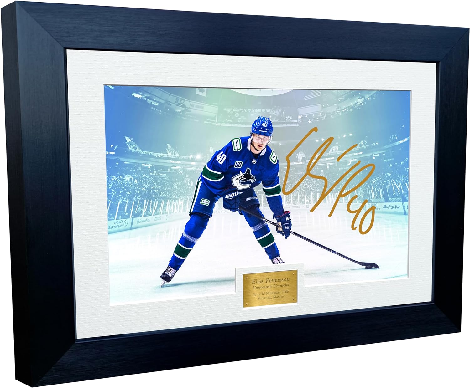 Kitbags & Lockers 12x8 A4 Elias Pettersson Celebration Vancouver Canucks NHL Autographed Signed Photo Photograph Picture Frame Ice Hockey Poster Gift