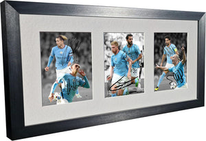 Signed Black 2022/23 Manchester City - Erling Haaland - Phil Foden - Jack Grealish - Kevin De Bruyne - Silva - Gundogan Autographed Photo Photograph Picture Frame Football Soccer Poster Gift