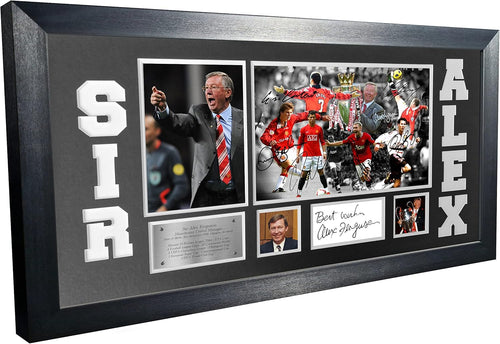 Sir Alex Ferguson Montage Celebration Manchester United Utd Signed Autographed Ronaldo Beckham Cantona Giggs Rooney Scholes Photo Photograph Picture Frame Football Soccer Poster Gift B