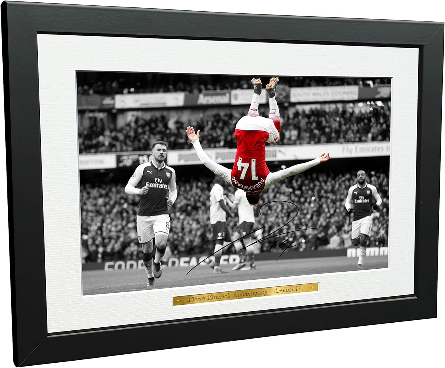 12x8 A4 Signed "THE BACKFLIP" Pierre-Emerick Aubameyang Arsenal FC Autographed Photo Photograph Picture Frame Football Soccer Poster Gift