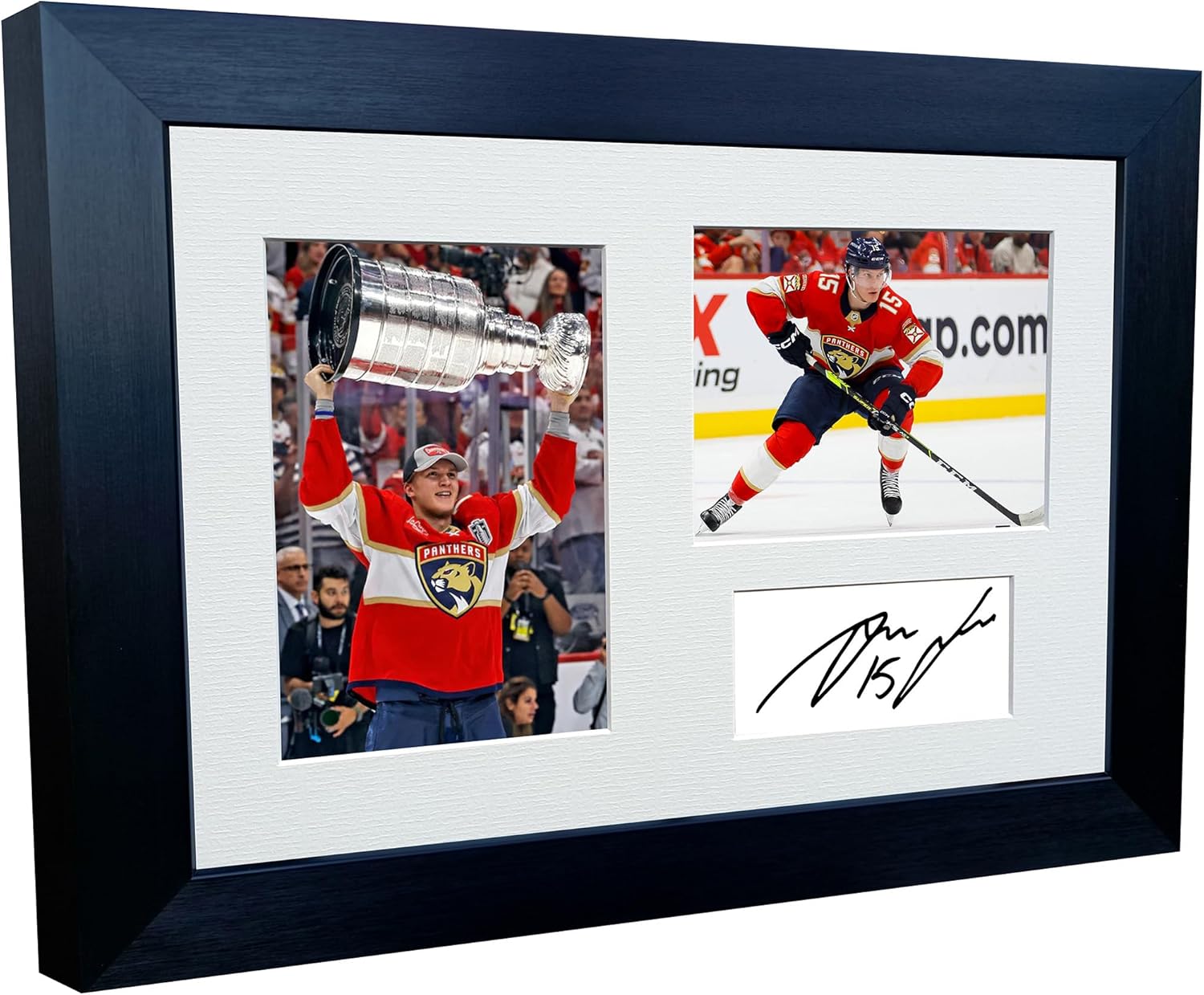 Kitbags & Lockers 12x8 A4 Florida Panthers Anton Lundell Stanley Cup Champions 2025 NHL Autograph Signed Signature Photo Photograph Picture Frame Ice Hockey Poster Gift Triple
