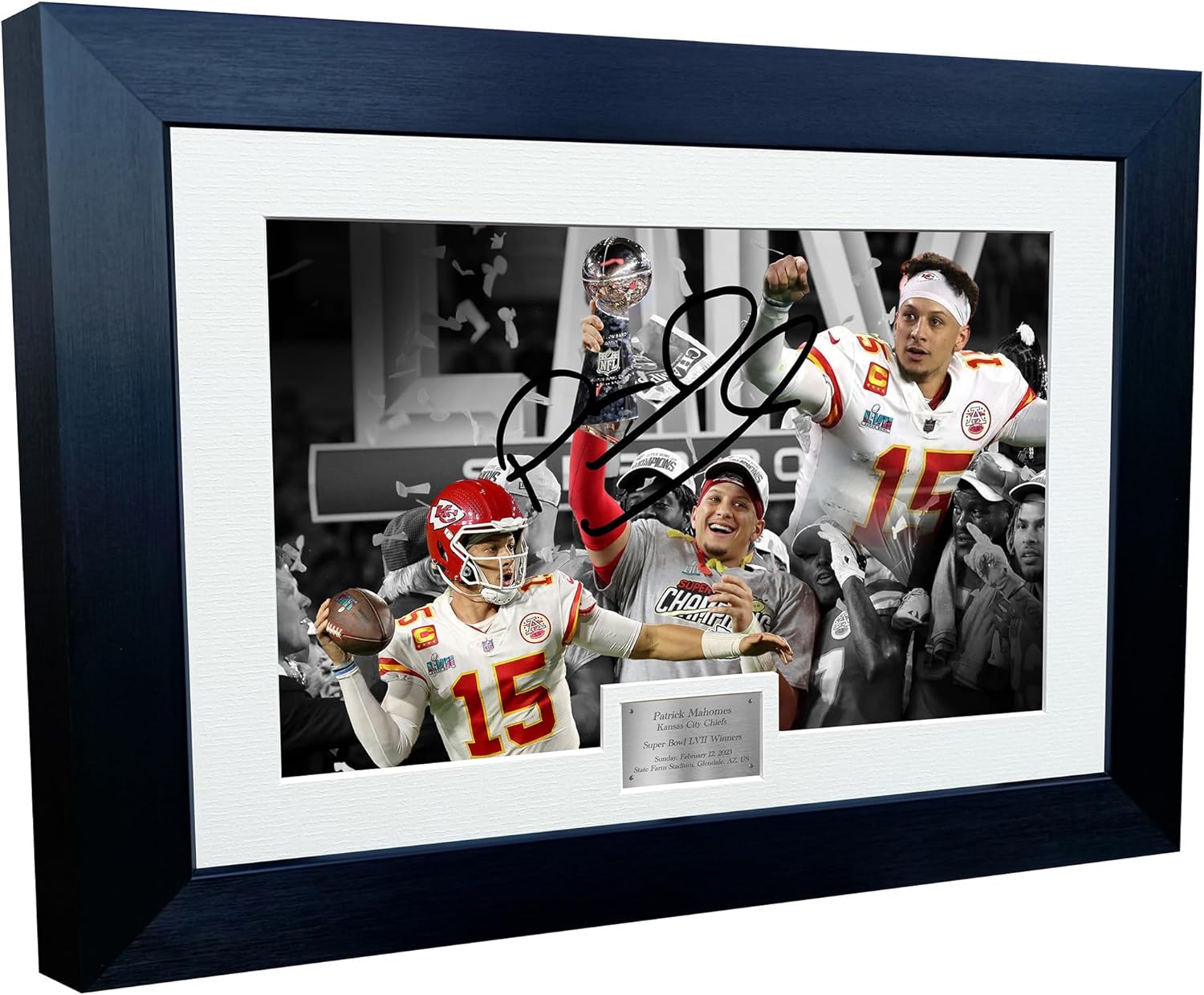Patrick Mahomes Kansas City Super Bowl LVII 57 Winners Autographed Signed 12x8 A4 Photo Photograph Picture Frame Football Poster Gift
