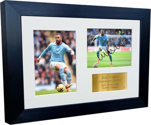 12x8 A4 Signed Kyle Walker Manchester City Autographed Autograph Signed Signature Photograph Photo Picture Frame Football Soccer Poster Gift Triple G