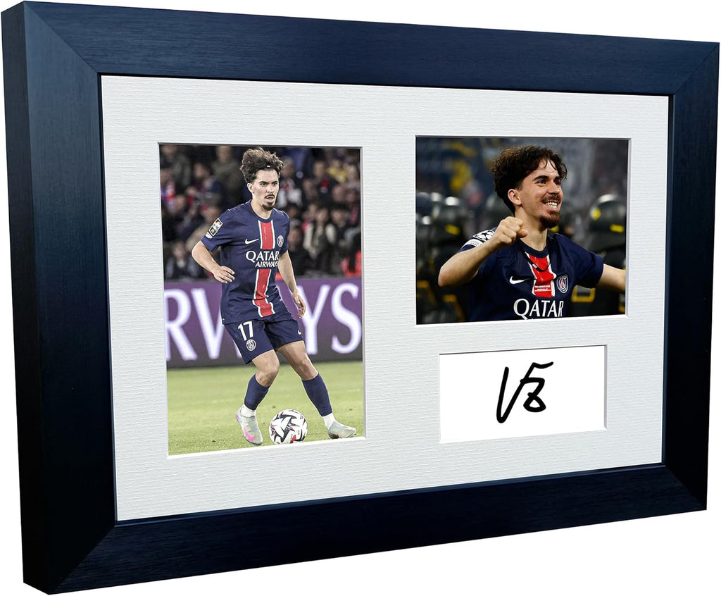 12x8 A4 Signed Vitinha Paris Saint-Germain PSG Autographed Photo Photograph Picture Frame Football Soccer Gift Triple 1