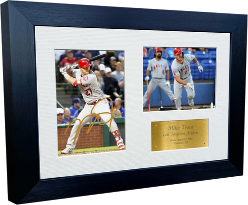 Kitbags & Lockers 12x8 A4 Mike Trout Los Angeles Angels Autographed Signed Photo Photograph Picture Frame Major League Baseball Poster Gift G