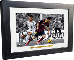 Kitbags & Lockers Large A3+ Print Signed Lionel Messi Barcelona Cristiano Ronaldo Real Madrid Autographed Photo Photograph Picture Frame Soccer Gift