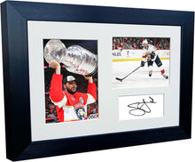 Load image into Gallery viewer, Kitbags &amp; Lockers 12x8 A4 Florida Panthers Seth Jones Stanley Cup Champions 2025 NHL Autograph Signed Signature Photo Photograph Picture Frame Ice Hockey Poster Gift Triple