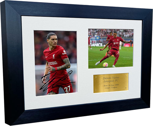 2022/23 Darwin Nunez Liverpool Triple Autographed Signed 12x8 A4 Photo Photograph Picture Frame Football Soccer Poster Gift G