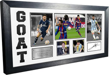 Load image into Gallery viewer, Lionel Messi GOAT Black or White Mount Barcelona PSG Paris Saint-Germain Argentina Signed Autographed Photo Photograph Picture Frame Football Soccer Poster Gift (Off White Mount)