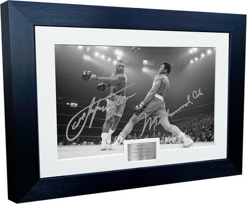 Kitbags & Lockers 12x8 A4 Signed Joe Frazier Vs Muhammad Ali Fight Of The Century Boxing Autographed Photo Photograph Picture Frame Signature Poster Gift BW