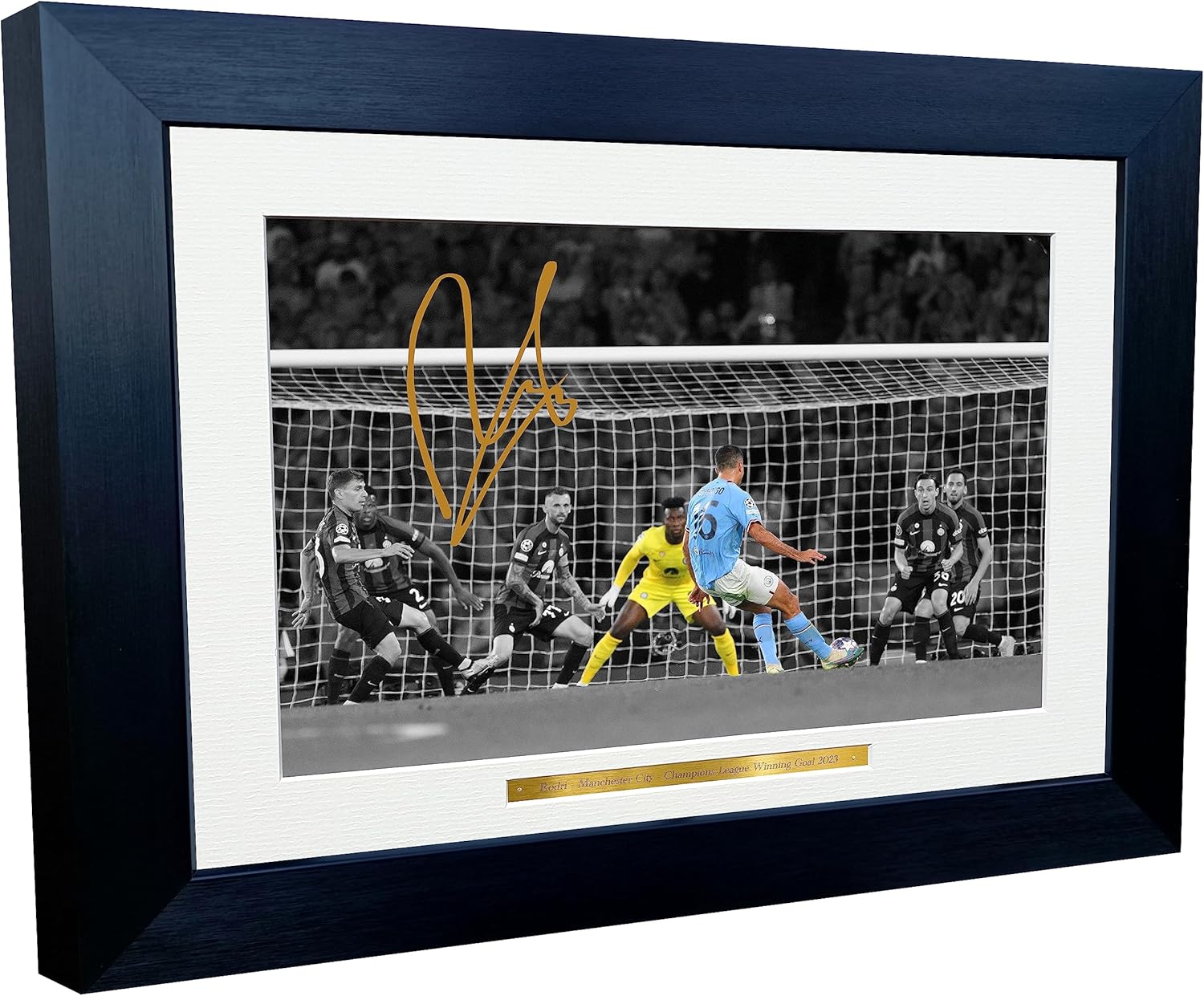 12x8 A4 Rodri Rodrigo Hernández Cascante Manchester City Champions League Winning Goal 2023 Autographed Signed Photo Photograph Picture Frame Football Soccer Poster Gift