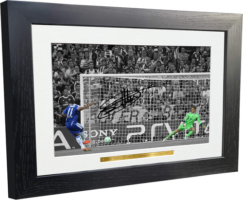 12x8 A4 Signed Didier Drogba Chelsea 2012 Champions League Winners Goal Autographed Autograph Signed Photograph Photo Picture Frame Football Soccer Poster Gift