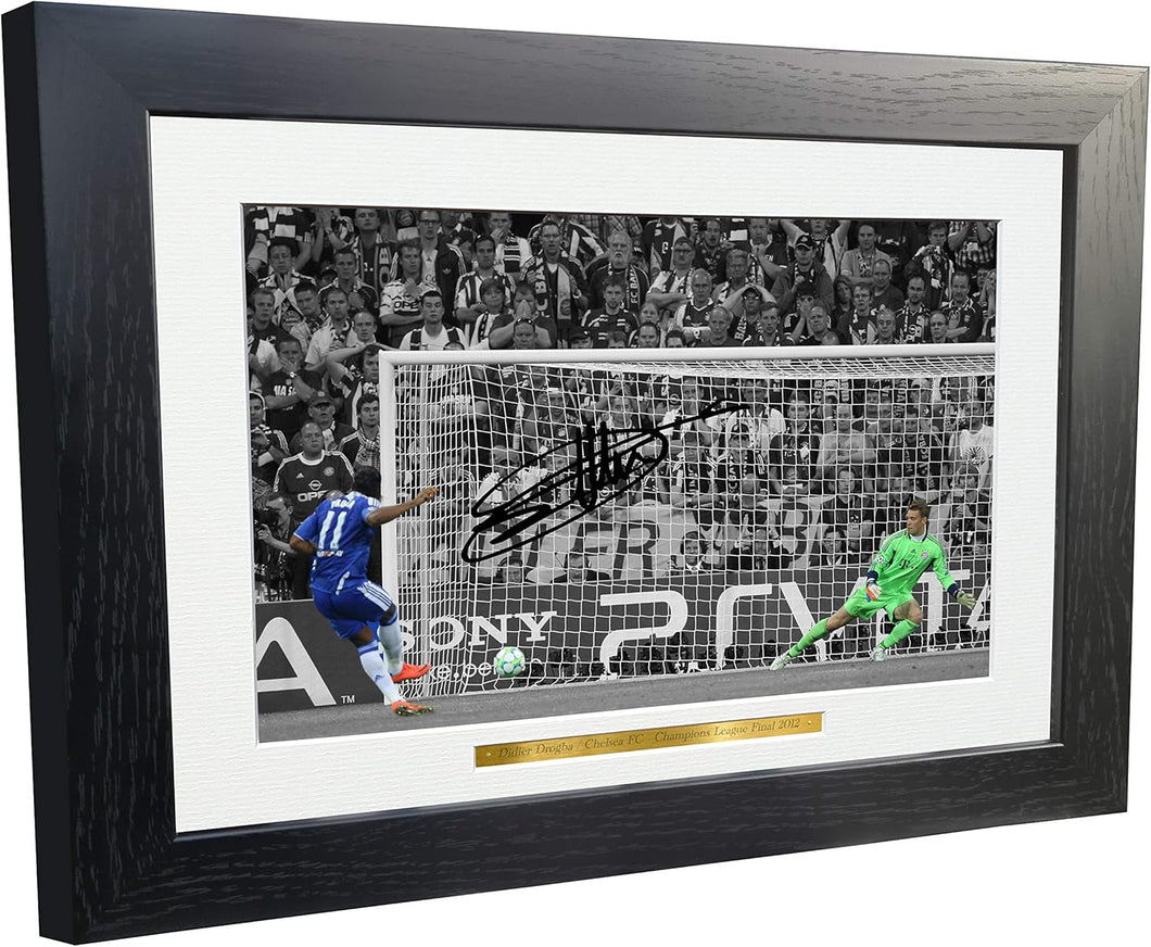 12x8 A4 Signed Didier Drogba Chelsea 2012 Champions League Winners Goal Autographed Autograph Signed Photograph Photo Picture Frame Football Soccer Poster Gift