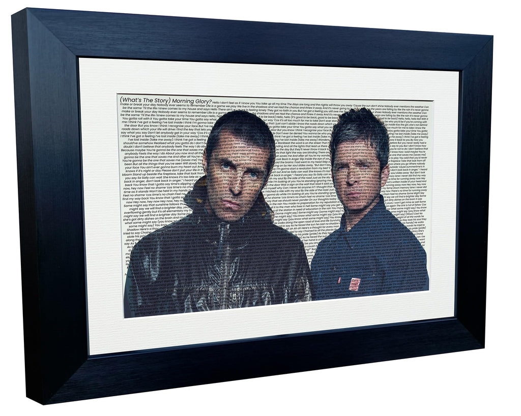 Kitbags & Lockers A3+ A4 FULL ALBUM SONG LYRICS Oasis Definitely Maybe (Whats The Story) Morning Glory Display Liam Noel Gallagher Indie Music Photograph Picture Frame Gift Art (A4, Definitely Maybe)