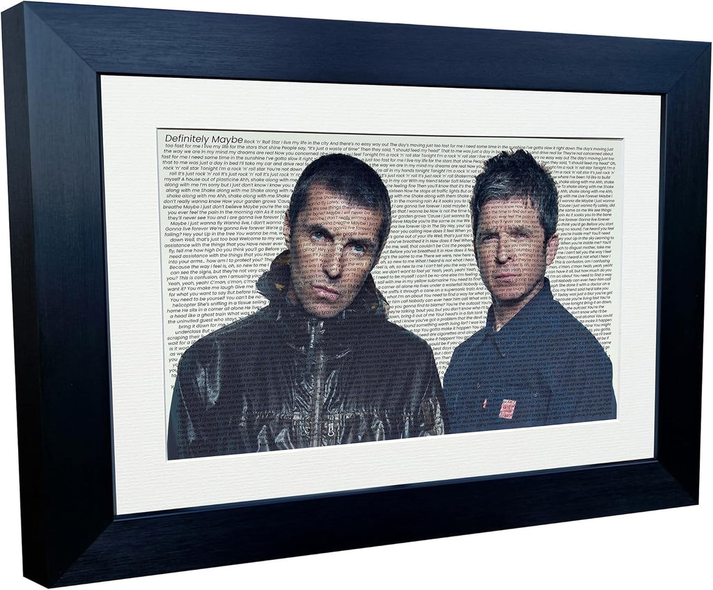 A3+ A4 FULL ALBUM SONG LYRICS Oasis Definitely Maybe (Whats The Story) Morning Glory Display Liam Noel Gallagher Indie Music Photograph Picture Frame Gift Art (A3+, Definitely Maybe)